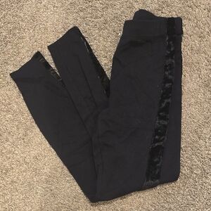 Express Black Leggings with Velvet Detail